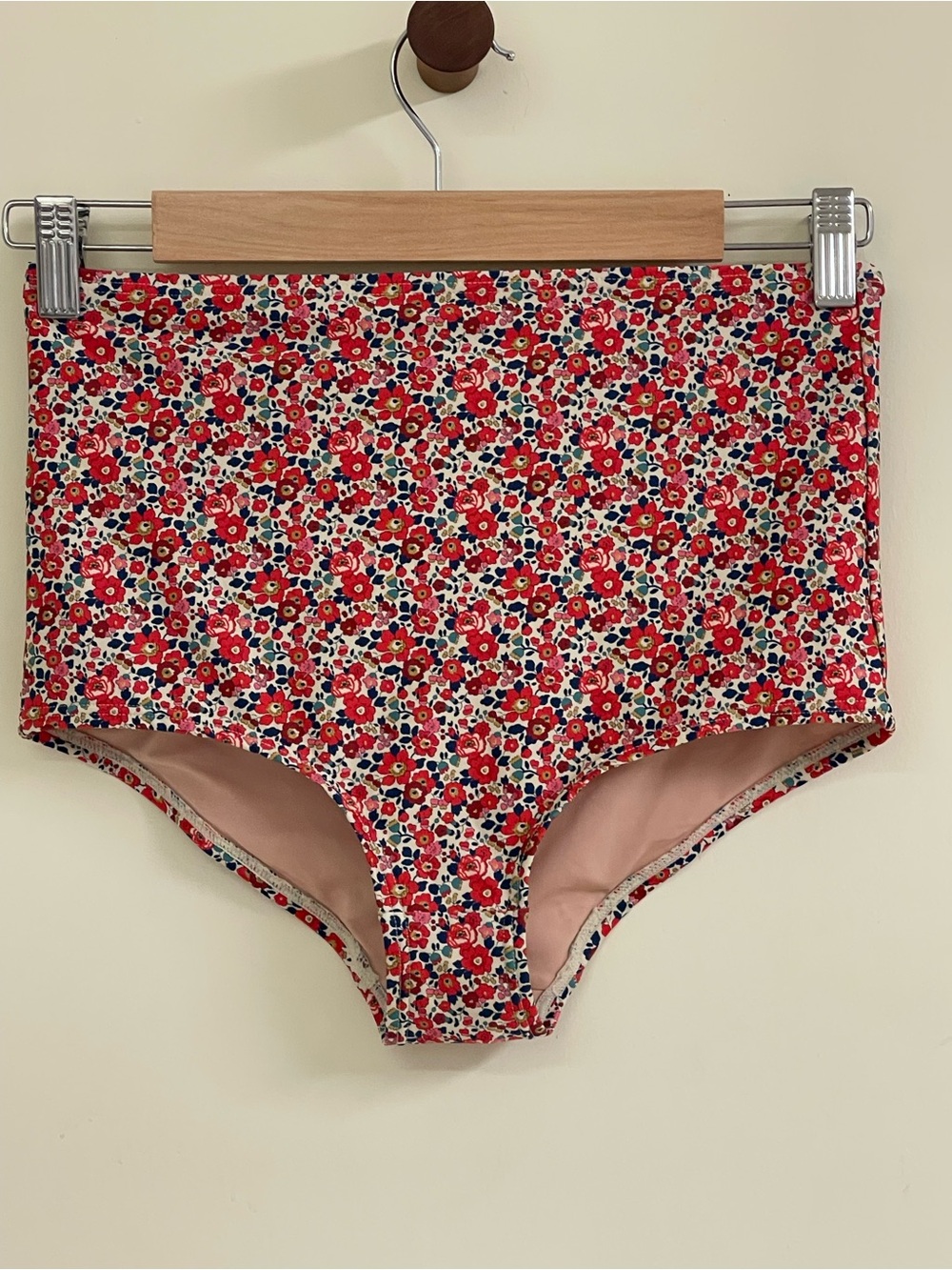 J.Crew Liberty Floral High-Waisted Bikini Bottom Size S Red Multi